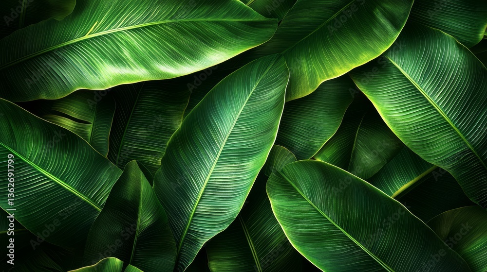 Obraz premium Lush canopy of tropical foliage revealing nature's intrinsic artistry