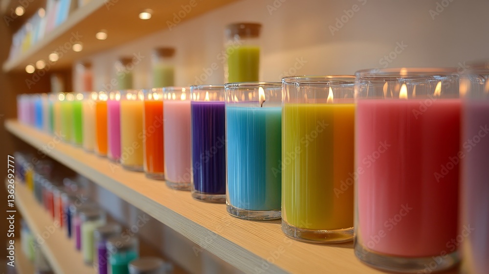 Vibrant candles illuminated the cozy shop, which featured an array of diverse designs and sizes on display Vibrant candles illuminated the cozy shop, which featured an array of diverse designs and sizes on display