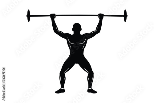 Young man lifting weights in a gym silhouette showcasing strength and muscle