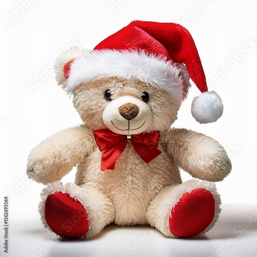 teddy bear with christmas gift isolated