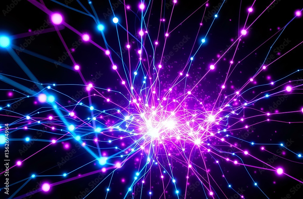 Fototapeta premium Cybernetic Starburst - Abstract Digital Night Sky