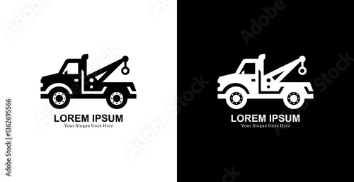 Modern style tow truck shaped logo design