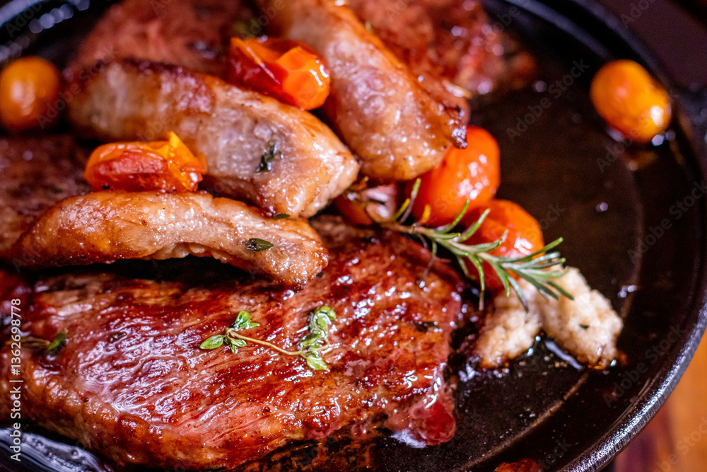 Fototapeta premium beef steak with vegetables