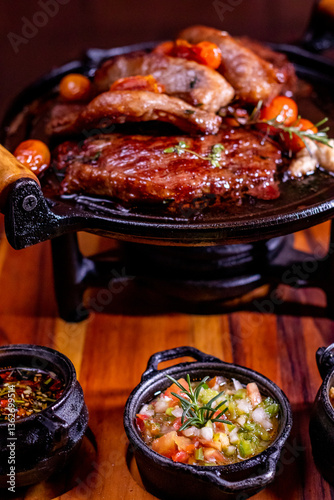 carne na chapa , fogareiro