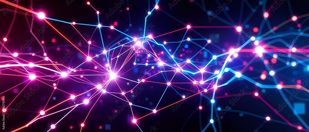 Fototapeta premium Cyberpunk Neon Networks - Futuristic Abstract Digital Art