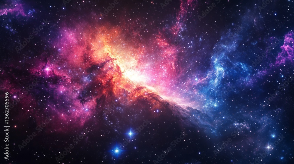 Fototapeta premium A magnificent deep-space vision with vibrant galaxies, twinkling stars, and mysterious nebula formations.