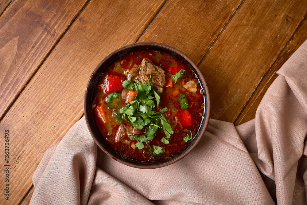 Traditional Meat Stew with Vegetables and Herbs