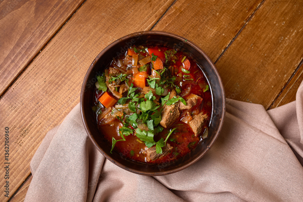 Homemade Beef Stew with Vegetables and Herbs