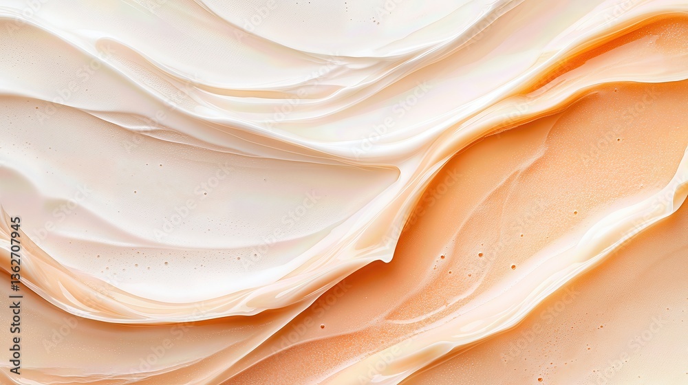 Obraz premium Creamy Swirls: Abstract close-up of luxurious cream or lotion, its smooth textures and subtle color variations creating a sense of elegance and nourishment.