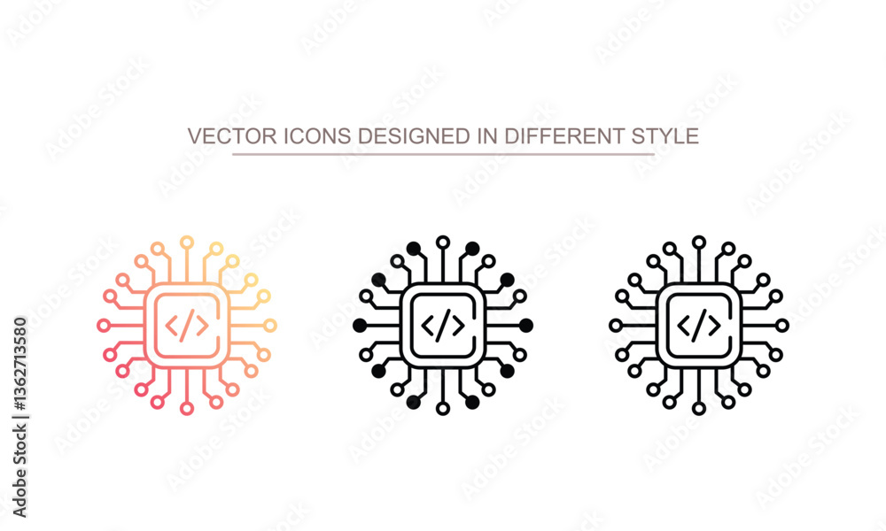 Fototapeta premium Code Processor icon design with white background stock illustration