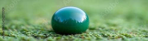 Green sphere on moss.