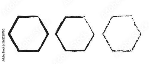 set of polygon and hexagram grunge frames icon. flat style frame vector illustration.