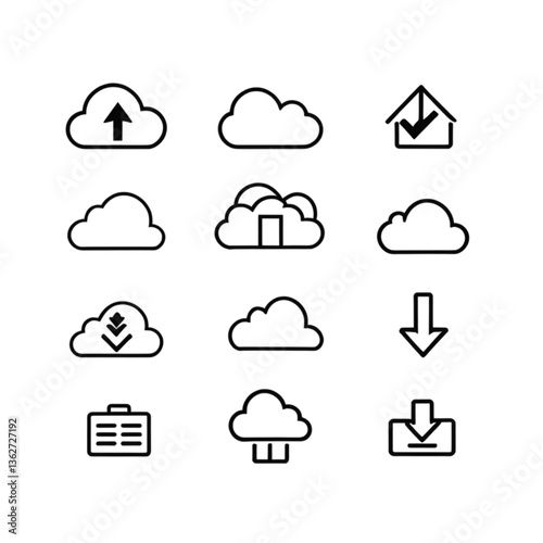 クラウドとダウンロード・アップロードのアイコン集｜Cloud Upload and Download Icon Set