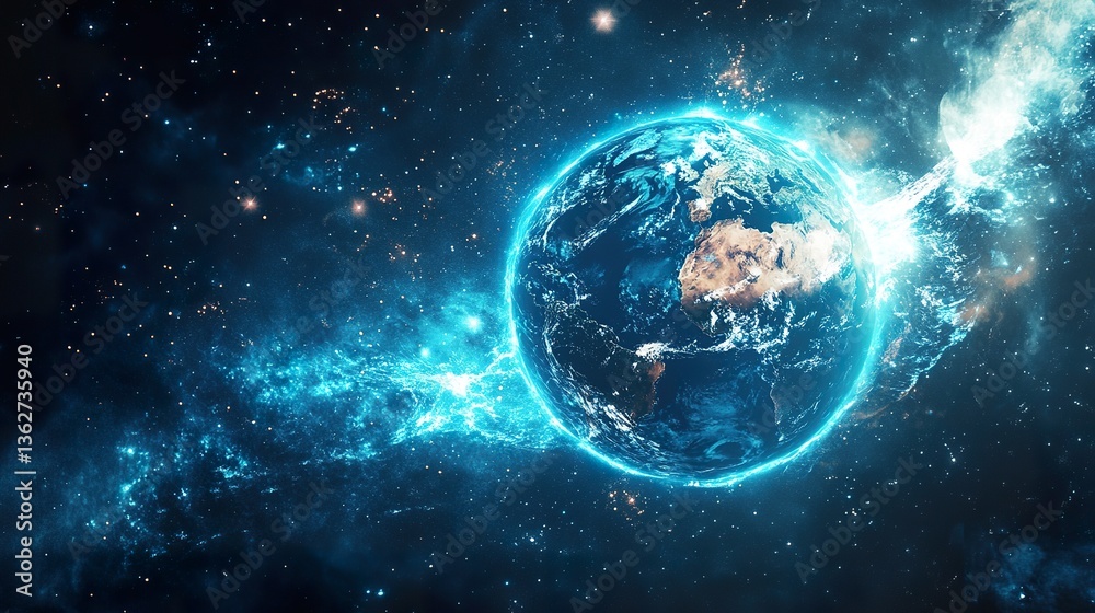 Fototapeta premium Earth in Cosmic Nebula