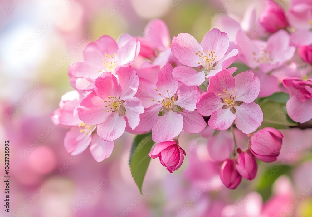 Fototapeta premium Delicate Pink Blossom on Branch with Soft Blurred Background Enhancing Spring Beauty and Serenity in Nature's Floral Wonderland