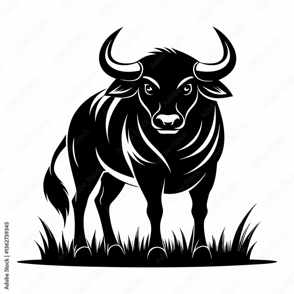 Naklejka premium black and white cow