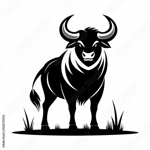 black and white bull