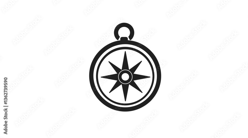 Obraz premium Stylized compass illustration representing navigation and exploration in minimalistic design