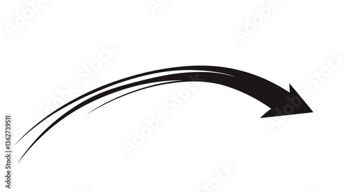 Stylized black curved arrow indicating direction in a graphic design
