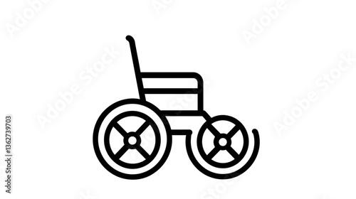 Minimalistic wheelchair illustration representing mobility and accessibility in healthcare design
