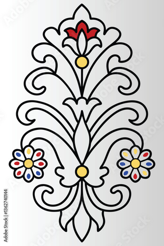 Butterfly and Flower Floral Design with Pink Flowers and Leaves.