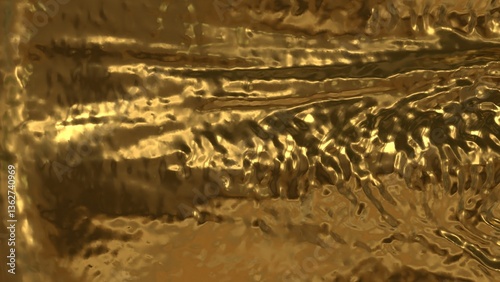 Wavy molten gold surface with layered ripple texture and smooth horizontal flow forming warm abstract metallic background