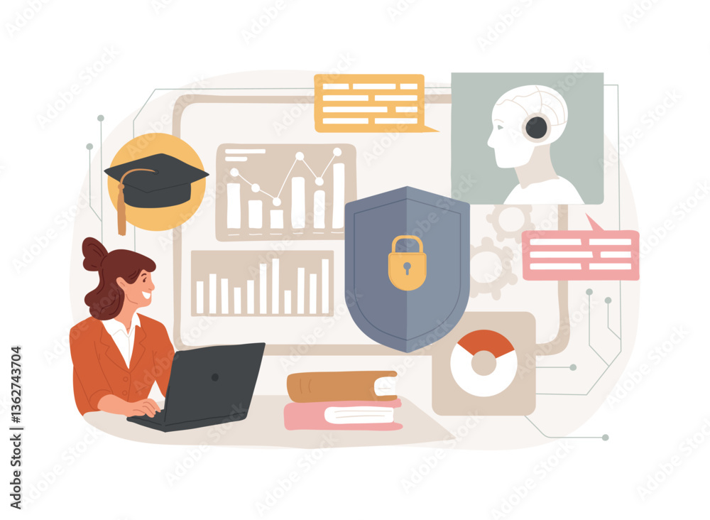 AI-Driven Security Training abstract concept vector illustration.