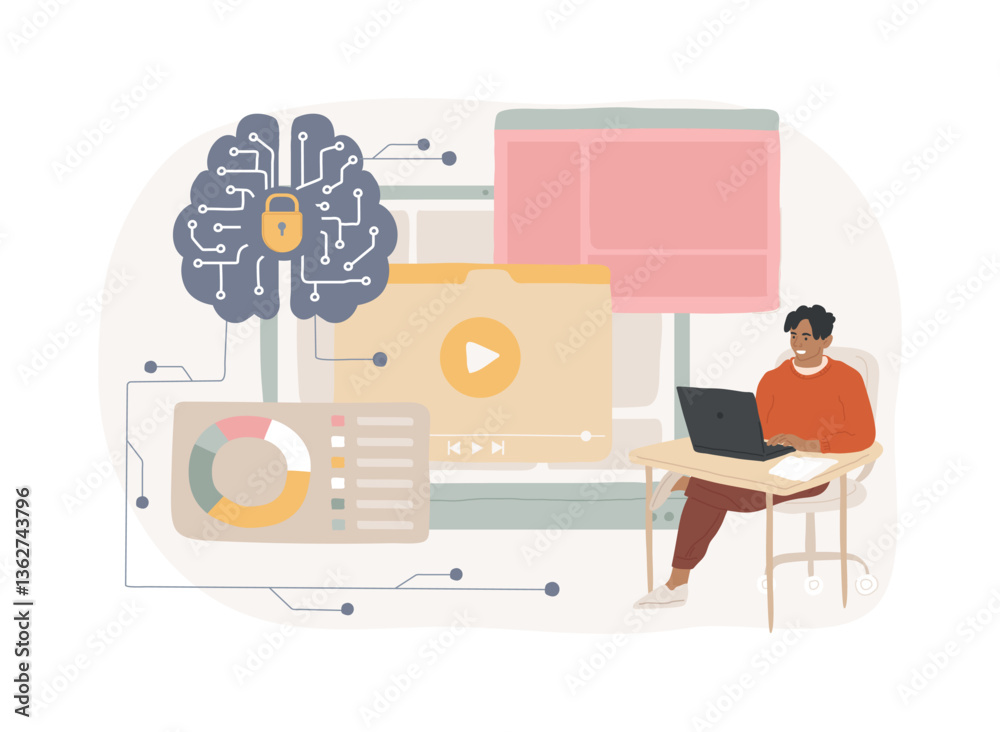 AI-Backed Security Patching abstract concept vector illustration.