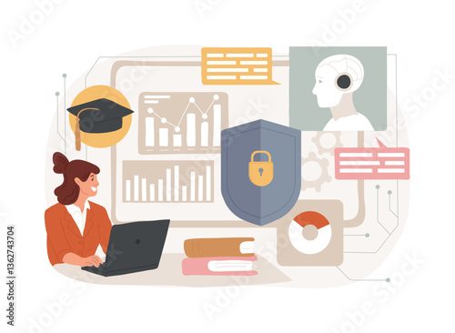 Obraz na płótnie AI-Driven Security Training abstract concept vector illustration. w salonie