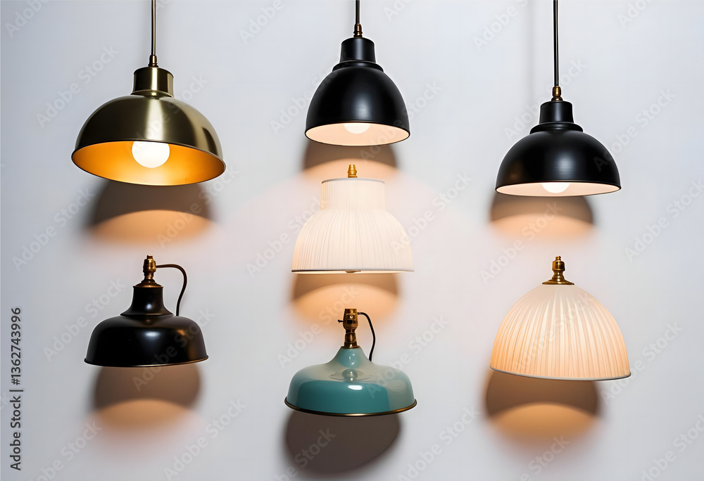 Obraz premium A collection of stylish table lamps in various shapes, sizes, and materials, offering modern and classic designs to complement any room décor with warm lighting and elegant appeal.