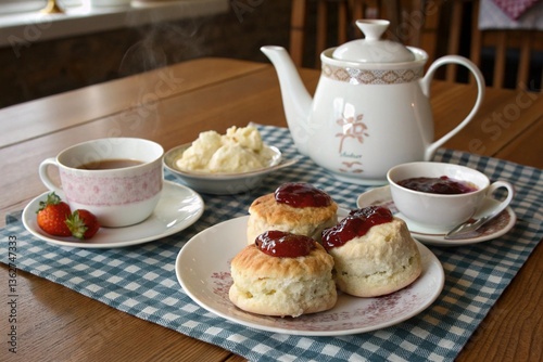 Wallpaper Mural An English breakfast tea and scones with jam Torontodigital.ca