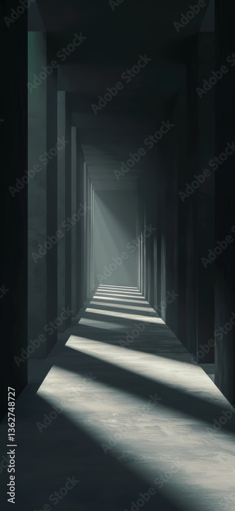 Fototapeta premium Mysterious hallway with dramatic light and shadows