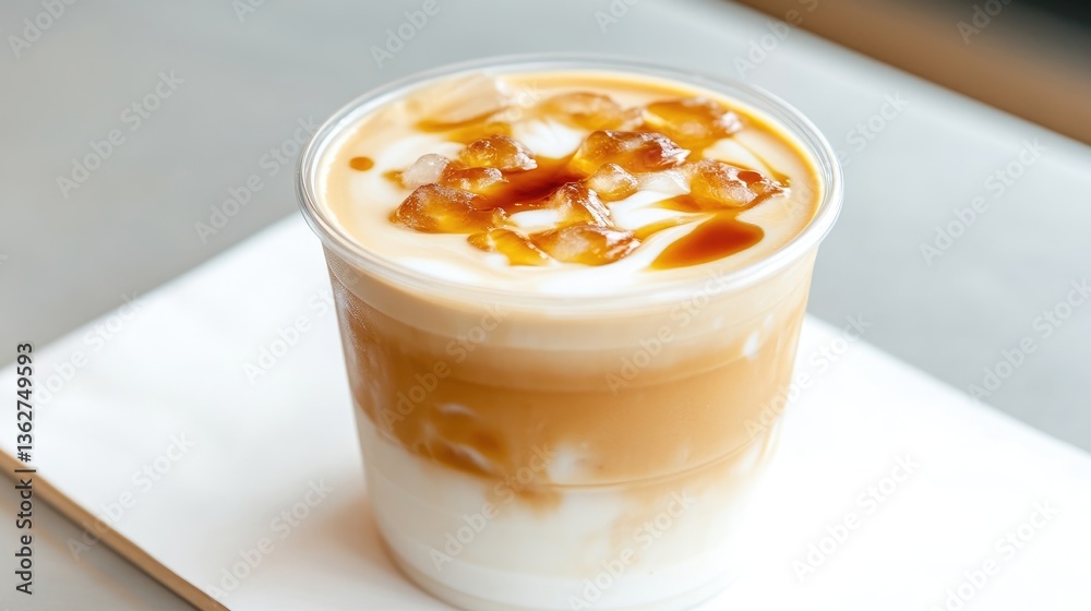 Iced Caramel Latte in a Clear Cup Iced Caramel Latte in a Clear Cup