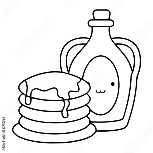 Vector illustration of a hand holding a bottle of wine and a bottle of perfume isolated on white