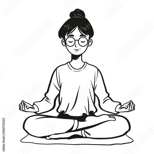 Girl Meditating in Lotus Pose – Focus and Relaxationv