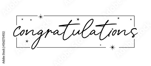Congratulations calligraphic banner with elegant square frame. Congratulating design for congrats card.