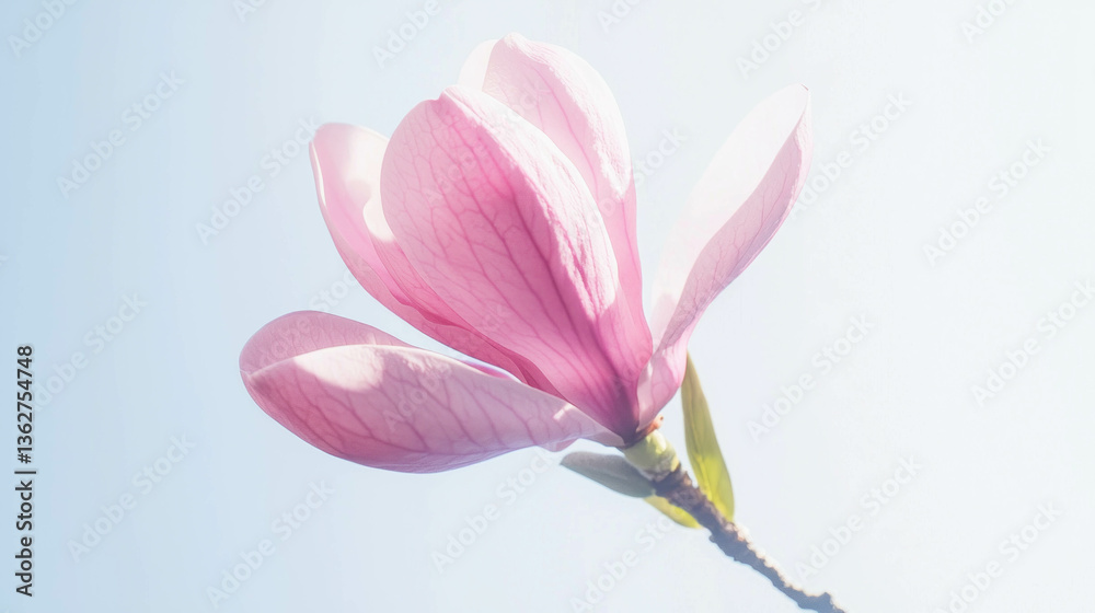 Naklejka premium Elegant magnolia blossom on pastel background for botanical design