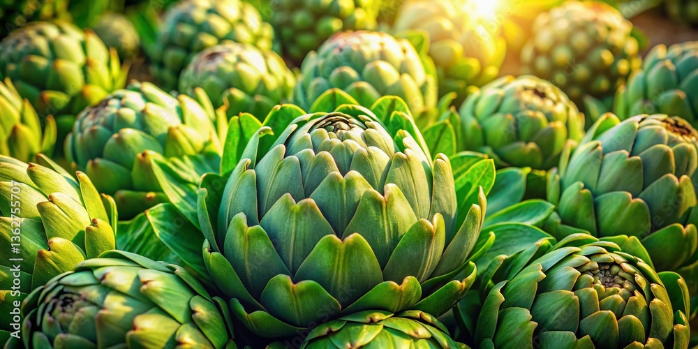 Obraz premium Aerial View Fresh Artichoke Harvest Drone Photography
