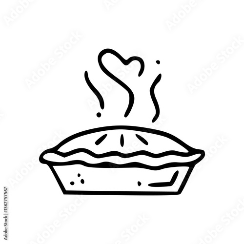 warm pie vector with heart steam