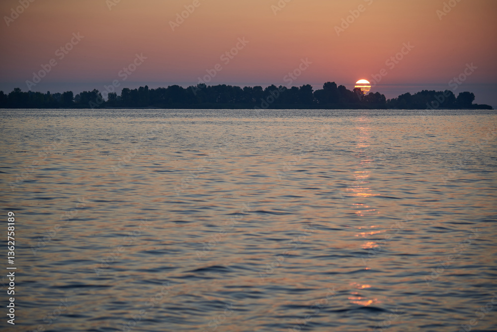 Naklejka premium View on Dnipro river in Cherkasy Ukraine