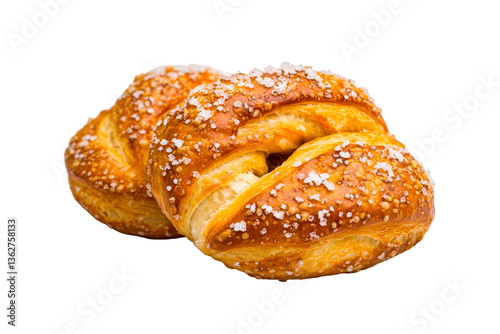 Freshly baked pretzels with coarse salt ready for snacking