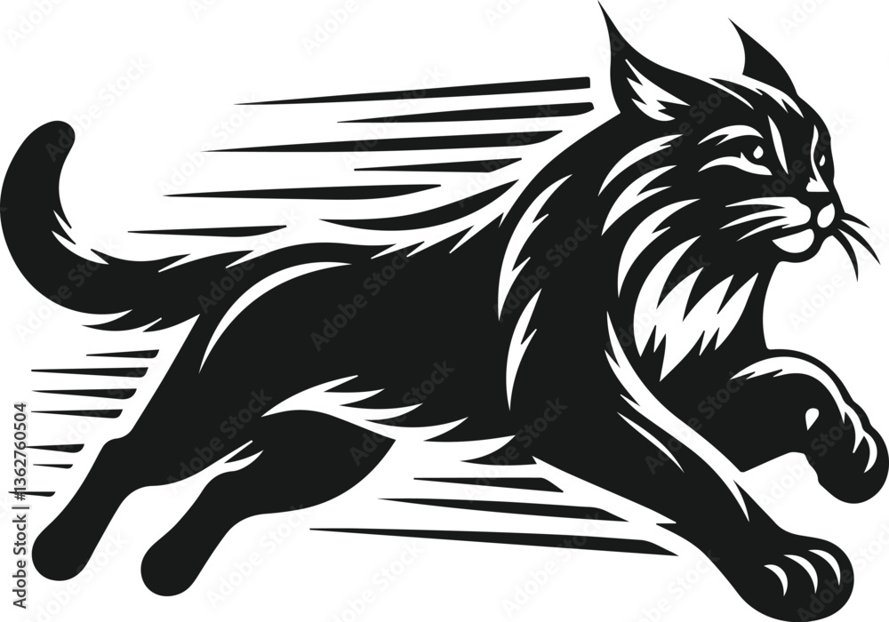 Obraz premium Vector silhouette of a bobcat animal 