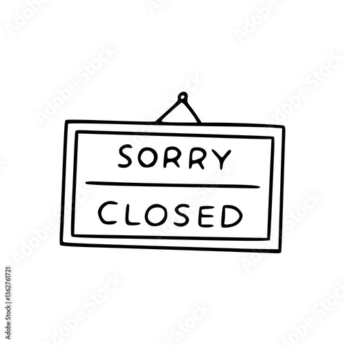 closed signboard line art