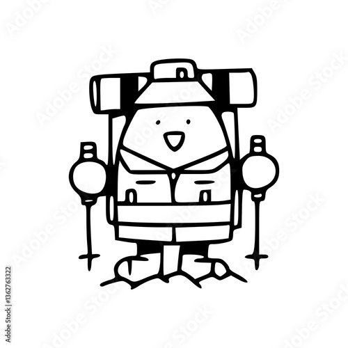 cartoon hiker with backpack illustration