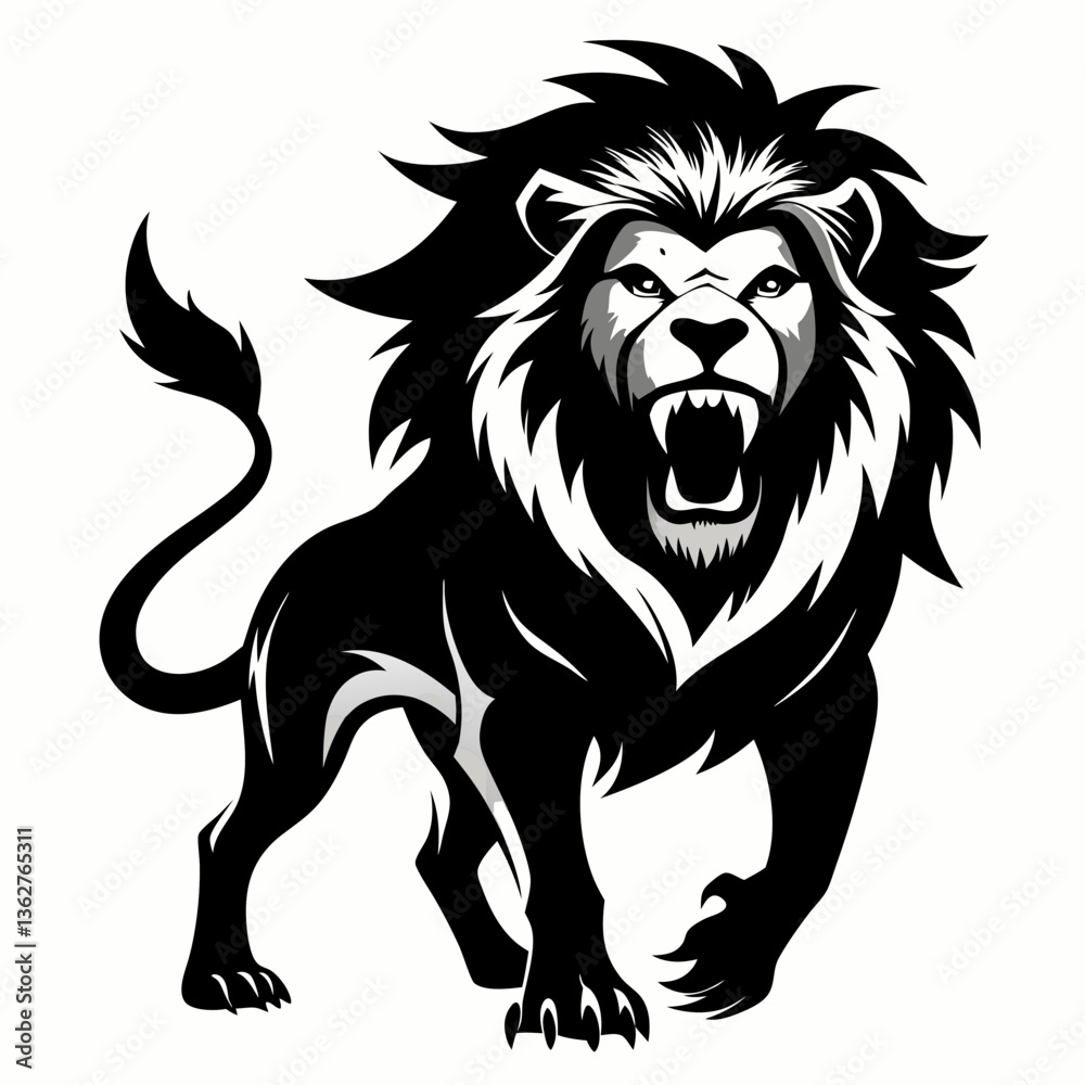 Obraz premium angry lion silhouette