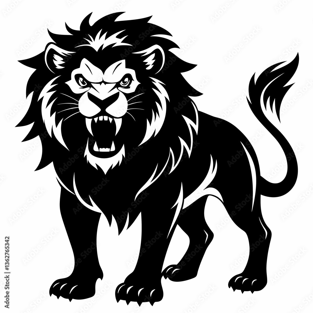 Obraz premium angry lion silhouette