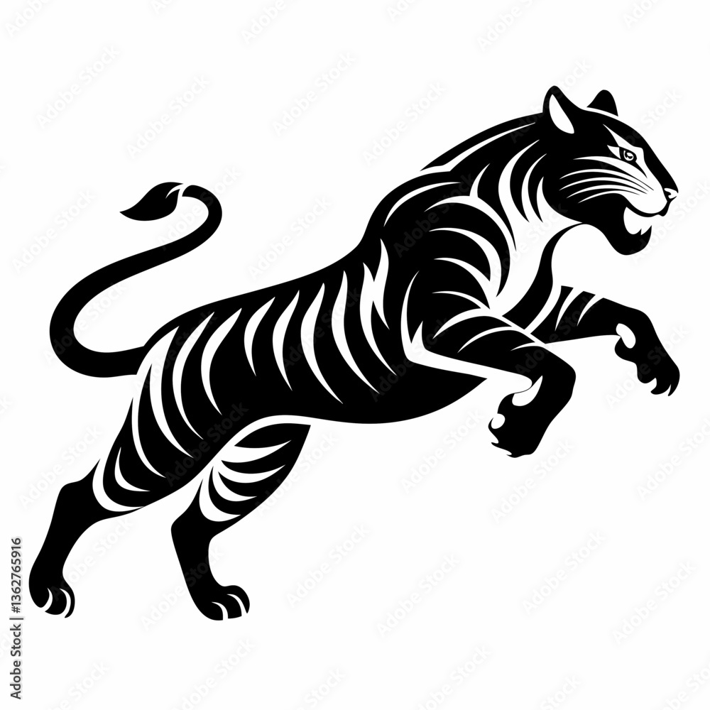 Fototapeta premium black and white tiger silhouette 
