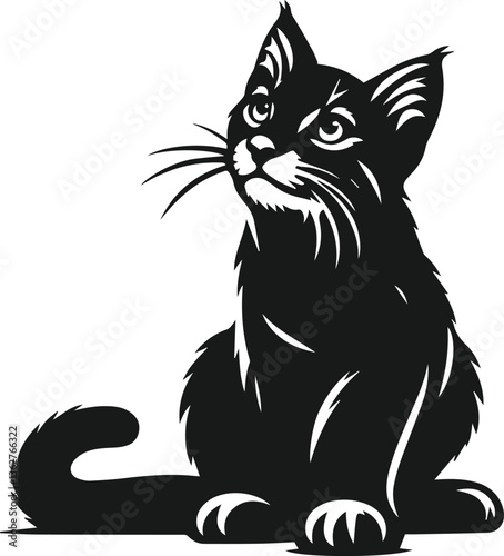 Vector silhouette of a bobcat animal 