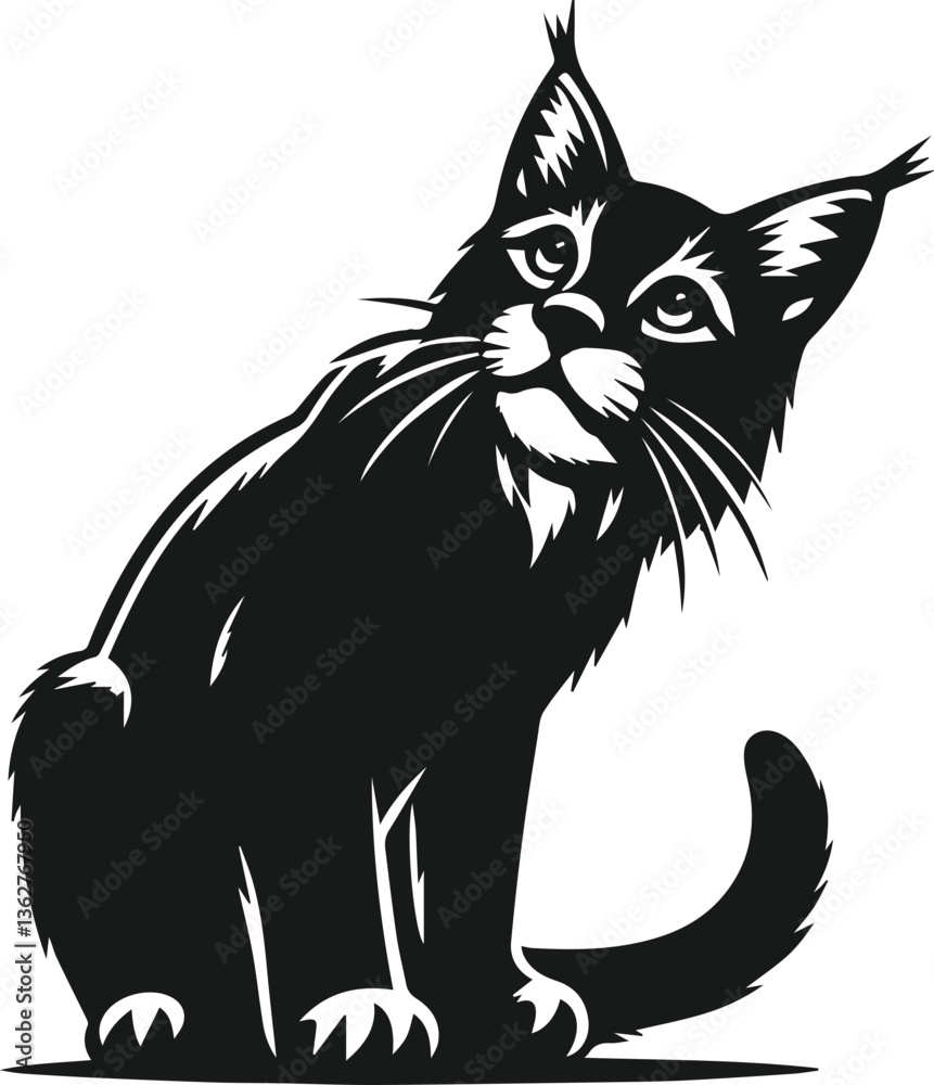 Obraz premium Vector silhouette of a bobcat animal 