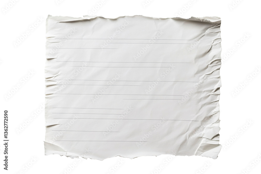 Torn paper sheet with blank lines for writing notes or messages Torn paper sheet with blank lines for writing notes or messages